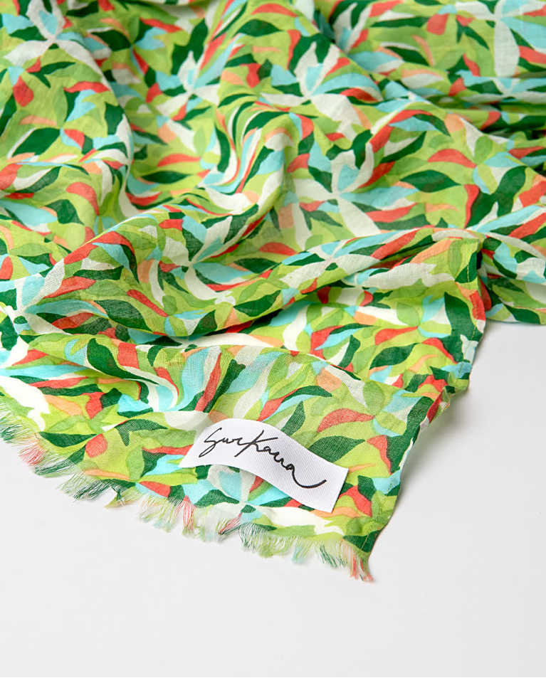 surkana Pañuelo foulard algodón estampado Verde Envío internacional gratuito