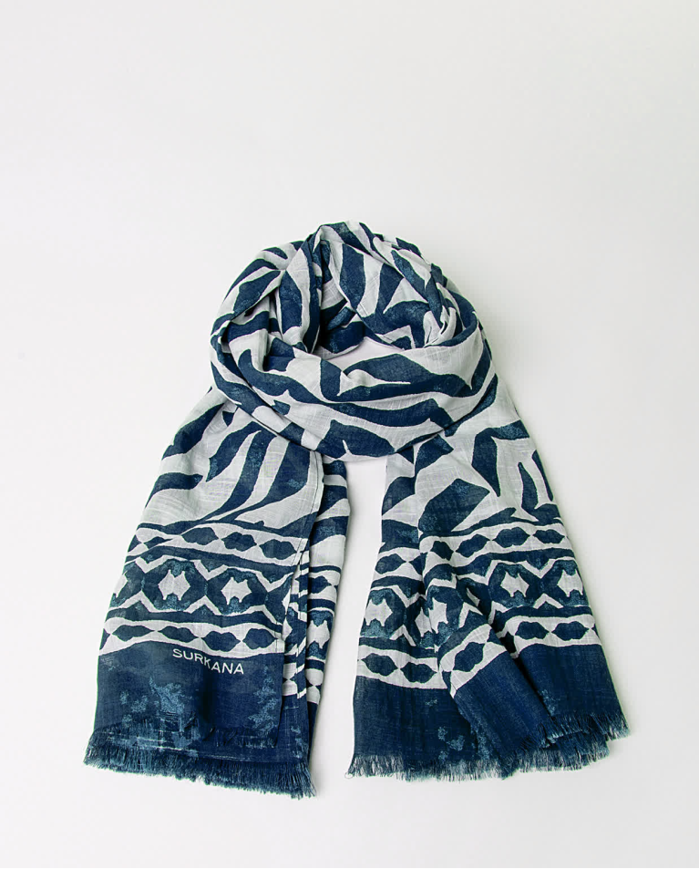 surkana Pañuelo foulard algodón estampado Azul Tienda de fábrica