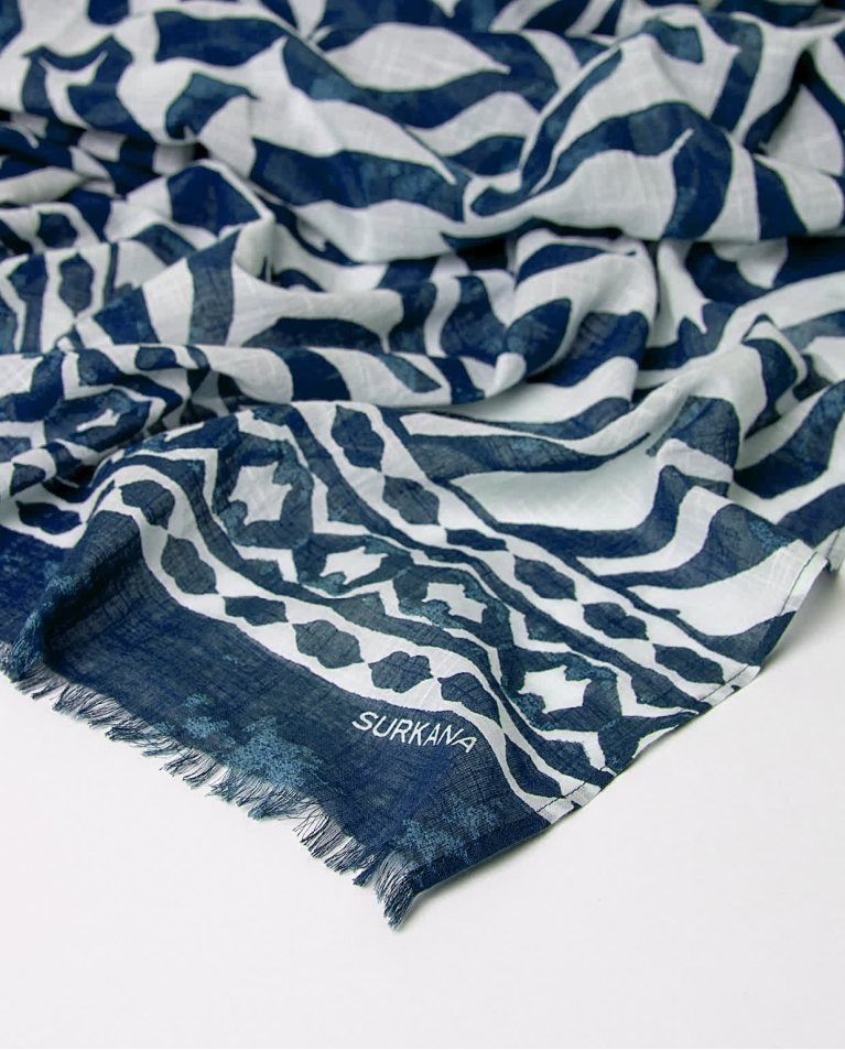 surkana Pañuelo foulard algodón estampado Azul Tienda de fábrica