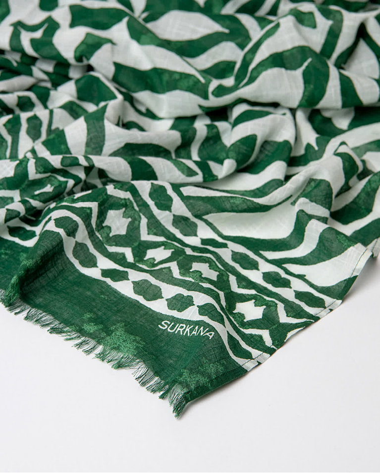 surkana Pañuelo foulard algodón estampado Verde Limitado a 3 días