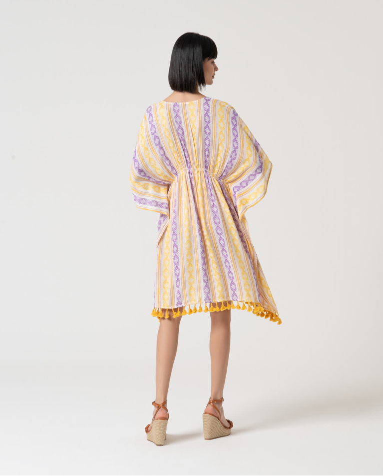 surkana Kaftán corto cerrado estampado Amarillo Rebajas