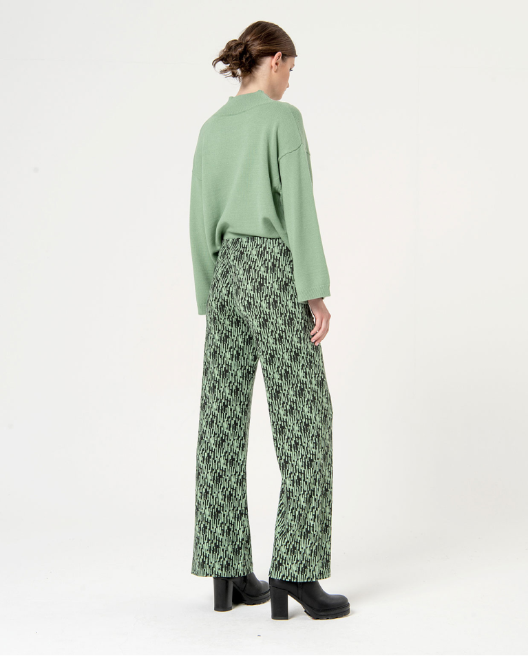 surkana Pantalón flare elástico estampado Kaki Ventas relámpago