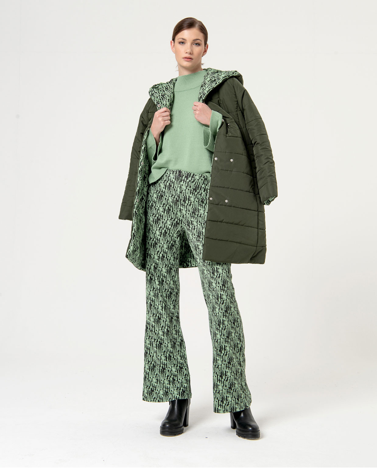 surkana Pantalón flare elástico estampado Kaki Ventas relámpago