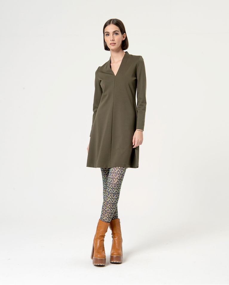 surkana Vestido elástico recto y corto Kaki