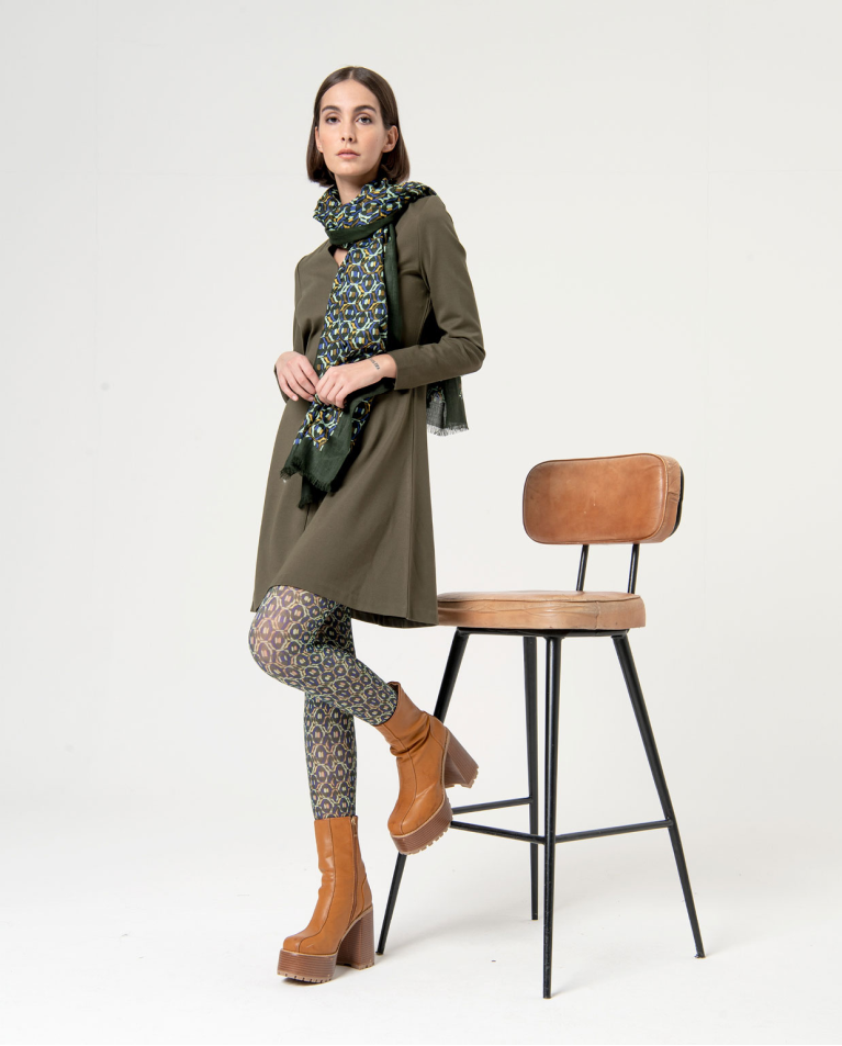 surkana Vestido elástico recto y corto Kaki Tienda