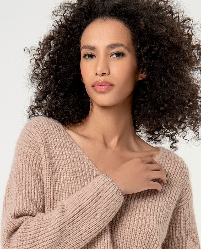 surkana Jersey recto de punto grueso liso Piedra Rebajas top
