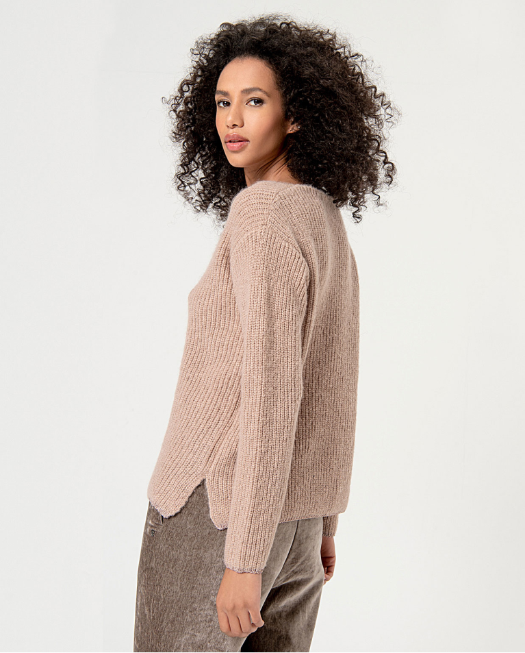 surkana Jersey recto de punto grueso liso Piedra Rebajas top