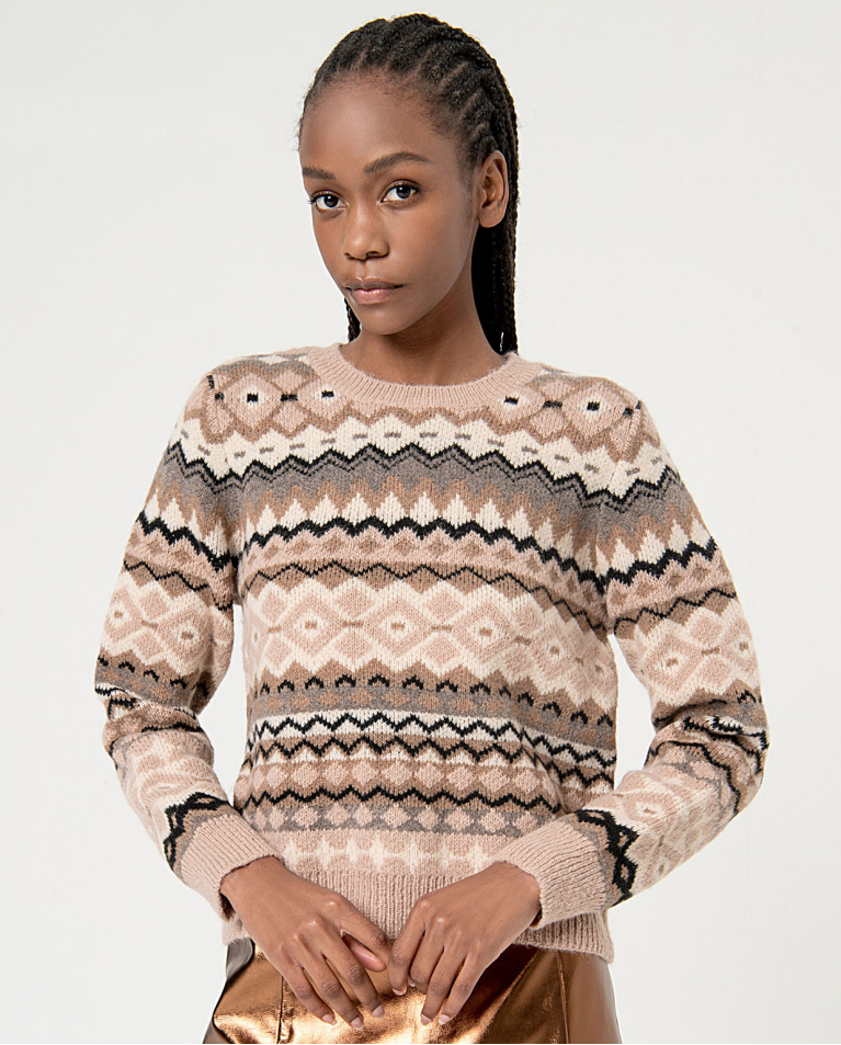 surkana Jersey jacquard rombos Piedra