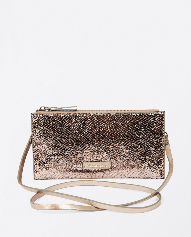surkana Clutch metalizado con asa Plata Envío gratis