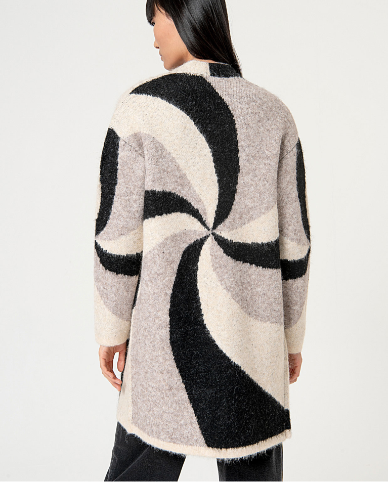 surkana Cárdigan largo de punto jacquard Negro Último día