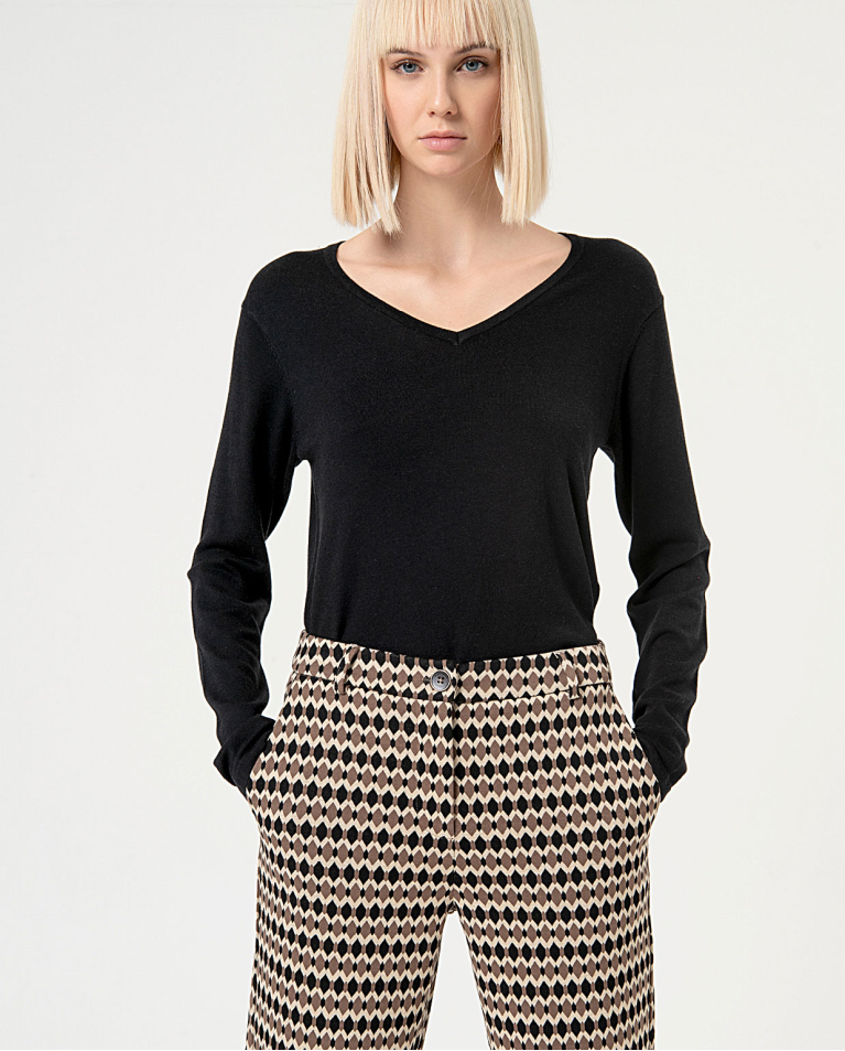 surkana Pantalón recto elástico jacquard Negro Solo queda un día
