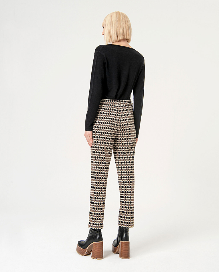 surkana Pantalón recto elástico jacquard Negro Solo queda un día