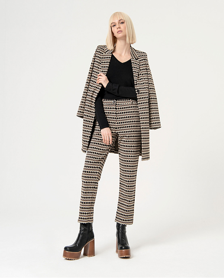 surkana Pantalón recto elástico jacquard Negro Solo queda un día