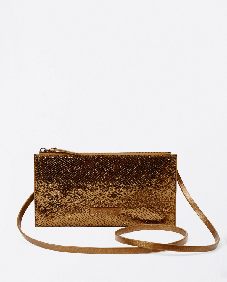 surkana Clutch metalizado con asa Cobre Superdescuento