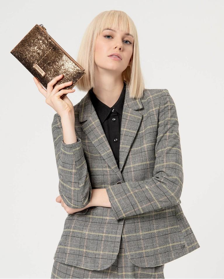 surkana Clutch metalizado con asa Cobre Superdescuento