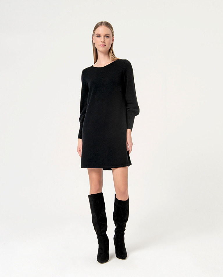 surkana Vestido de punto recto liso Negro
