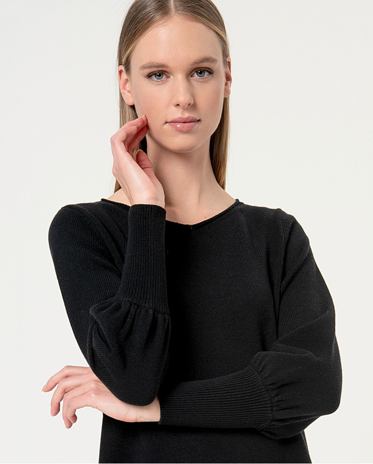 surkana Vestido de punto recto liso Negro Ahorra y exporta