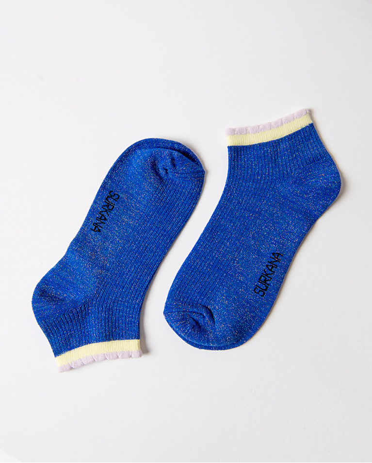 surkana Calcetín cortos de lurex Azul