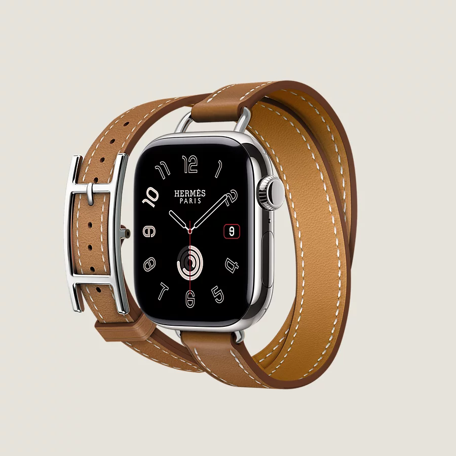 Hermès Caja Series 10 & Correa Apple Watch Hermès Double Tour 42 mm Hapi Attelage Outlet
