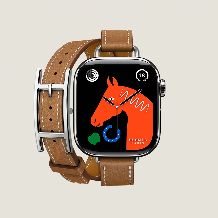 Hermès Caja Series 10 & Correa Apple Watch Hermès Double Tour 42 mm Hapi Attelage Outlet