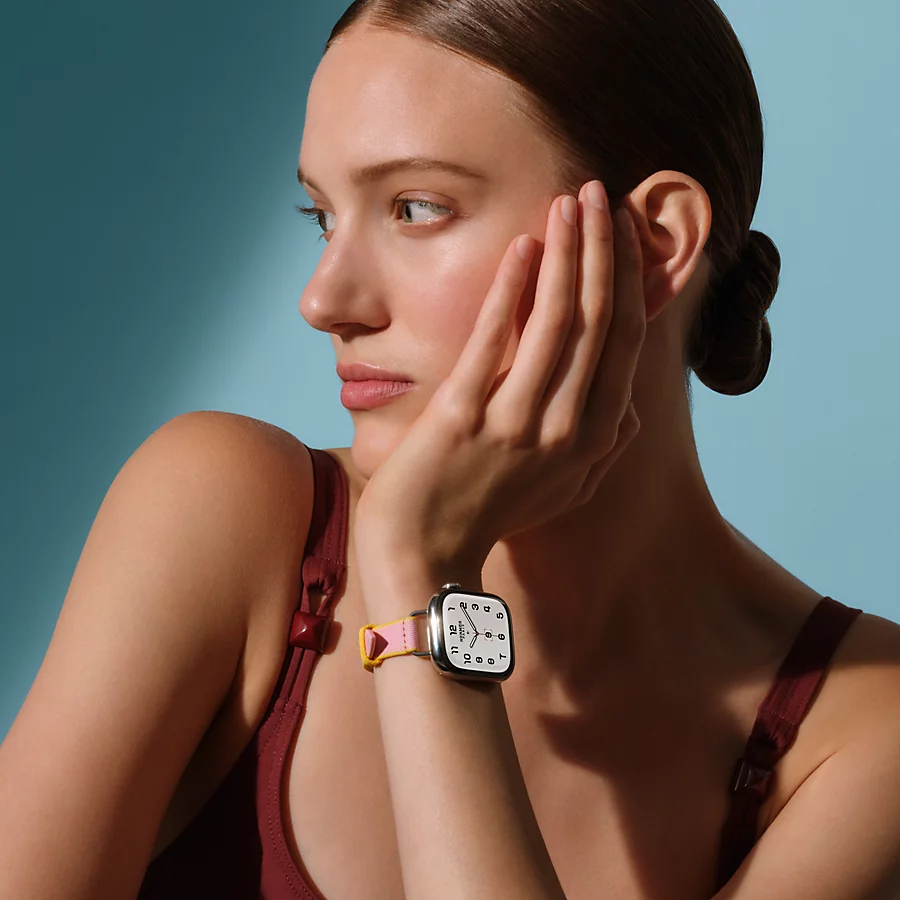 Hermès Caja Series 10 & Correa Apple Watch Hermès Single Tour 42 mm Twill Jump Attelage Los más vendidos