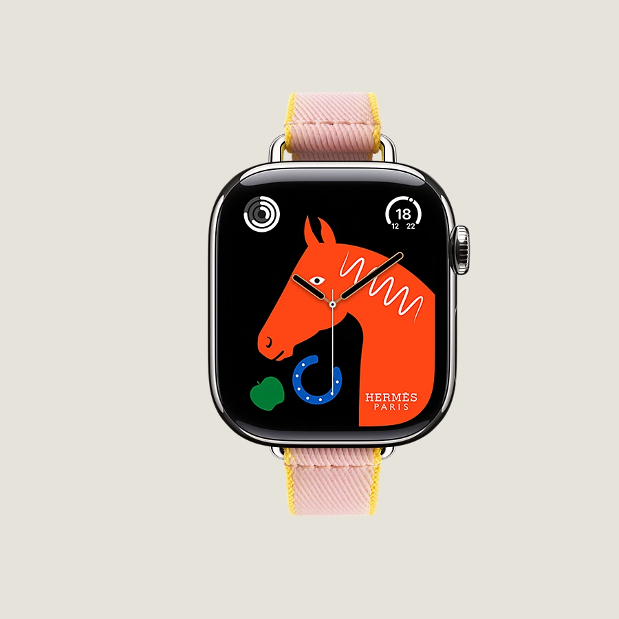 Hermès Caja Series 10 & Correa Apple Watch Hermès Single Tour 42 mm Twill Jump Attelage Los más vendidos