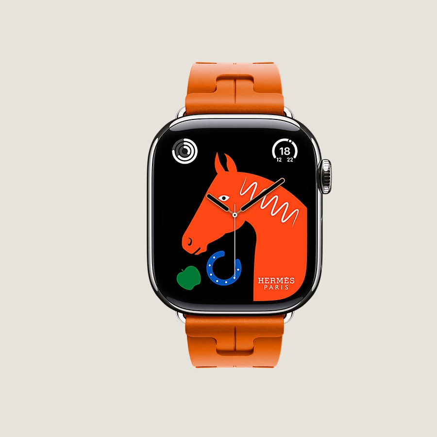 Hermès Caja Series 10 & Correa Apple Watch Hermès Single Tour 42 mm Hebilla desplegable Kilim Ventas relámpago