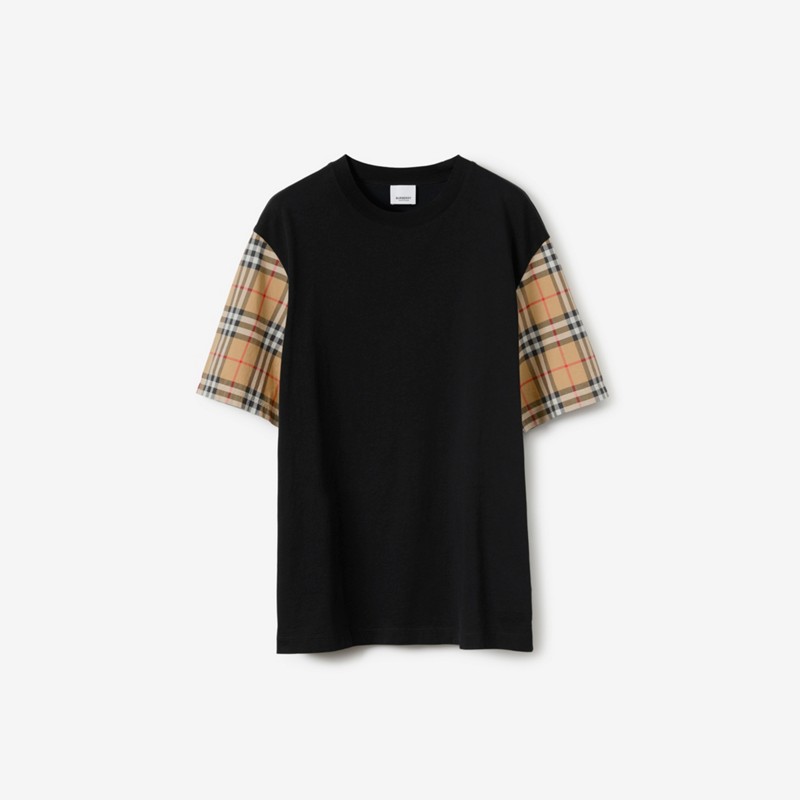 Burberry Camiseta en algodón con mangas CheckPrecio 450 00 € Extragrande Descuento por venta flash