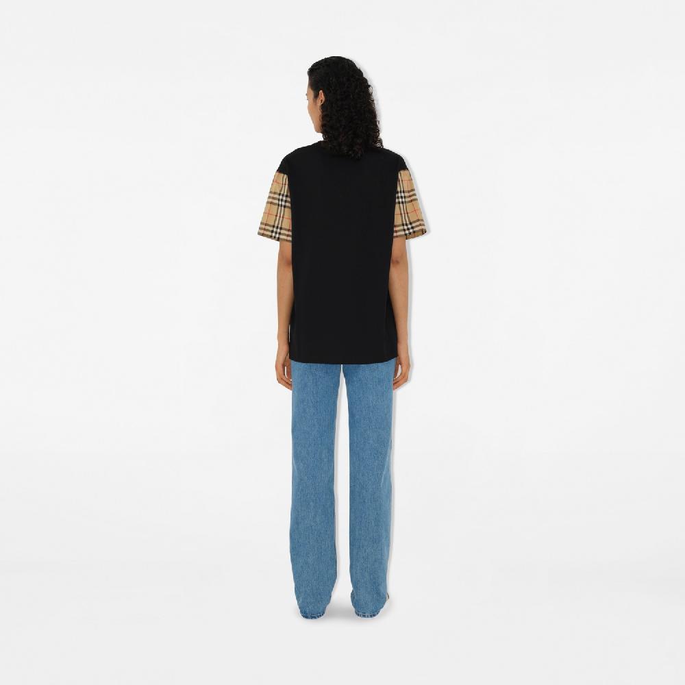 Burberry Camiseta en algodón con mangas CheckPrecio 450 00 € Extragrande Descuento por venta flash