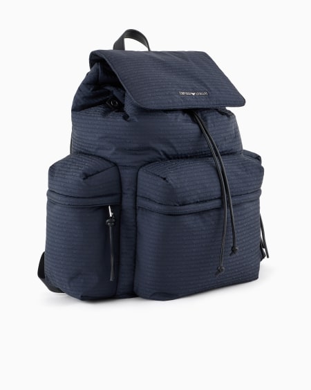 Armani Mochila de tejido jacquard de nailon con inscripción integral de logotipo EA Envío internacional gratuito
