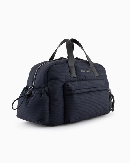 Armani Bolsa de nailon con inscripción integral del logotipo en tejido jacquard Tienda de fábrica