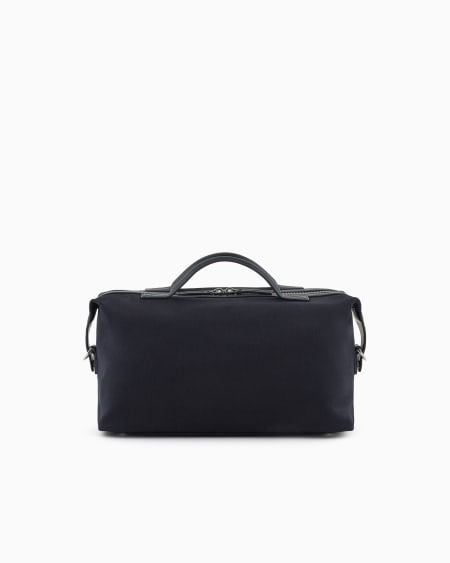 Armani Bolso baúl de lona con logotipo bordado y bandolera En oferta