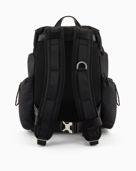 Armani Mochila de tejido jacquard de nailon con inscripción integral de logotipo EA Libre de impuestos