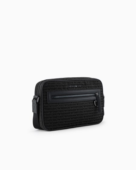Armani Bolso bandolera de tejido jacquard con inscripción por toda la superficie Grandes ahorros