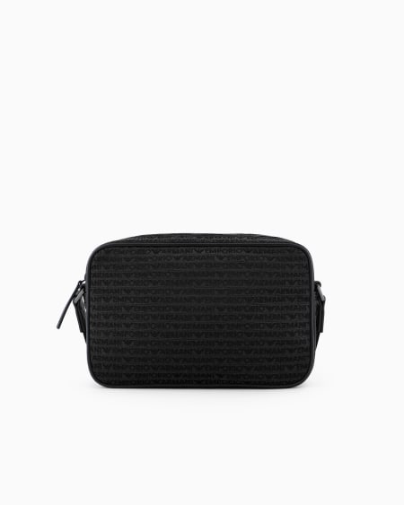 Armani Bolso bandolera de tejido jacquard con inscripción por toda la superficie Grandes ahorros