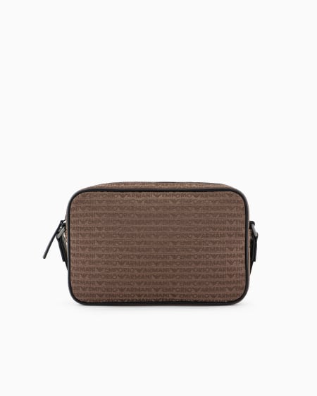Armani Bolso bandolera de tejido jacquard con inscripción por toda la superficie Devoluciones gratuitas