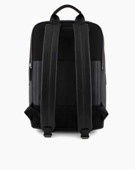Armani Mochila de piel saffiano regenerada con placa de águila ASV Rebajas baratas
