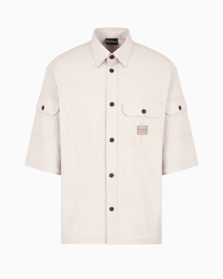 Armani Camisa de tejido técnico con bolsillos de parche y parche con logotipo Liquidación