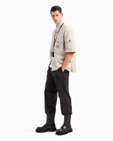 Armani Camisa de tejido técnico con bolsillos de parche y parche con logotipo Liquidación
