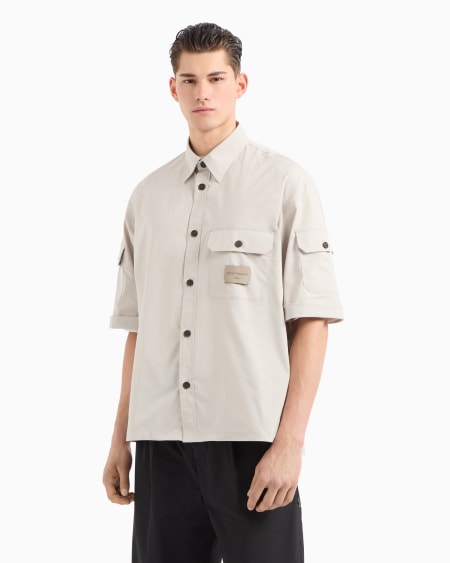 Armani Camisa de tejido técnico con bolsillos de parche y parche con logotipo Liquidación