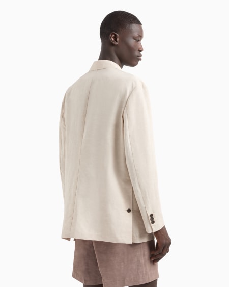 Armani Blazer de abotonadura doble en mezcla de lino Envío gratis