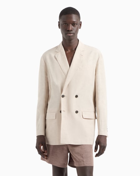 Armani Blazer de abotonadura doble en mezcla de lino Envío gratis