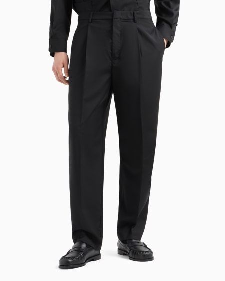 Armani Pantalones con pinzas en lana fría superligera ÚLTIMAS EDICIONES
