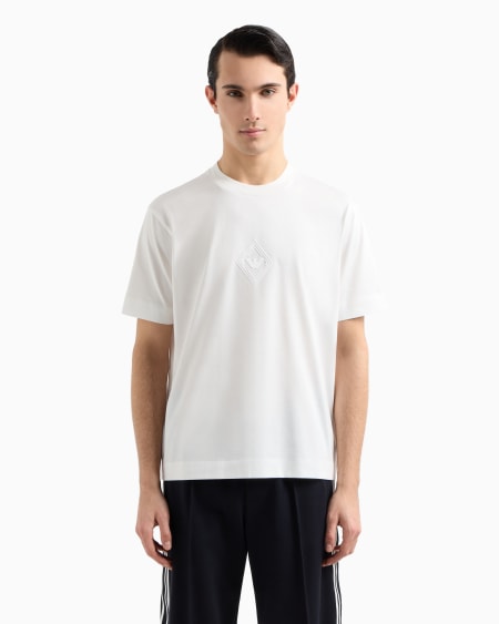Armani Camiseta de punto con logotipo de águila en relieve Solo hoy