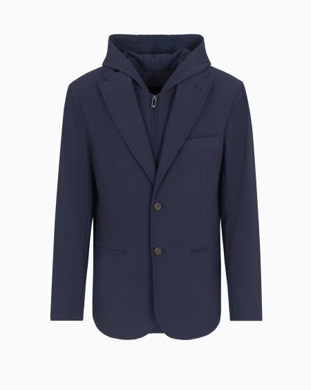 Armani Blazer de nailon elástico efecto canneté con pechera y capucha Promoción trimestral