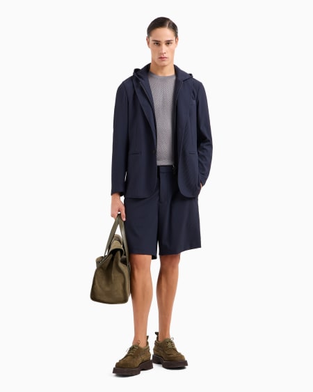 Armani Blazer de nailon elástico efecto canneté con pechera y capucha Promoción trimestral