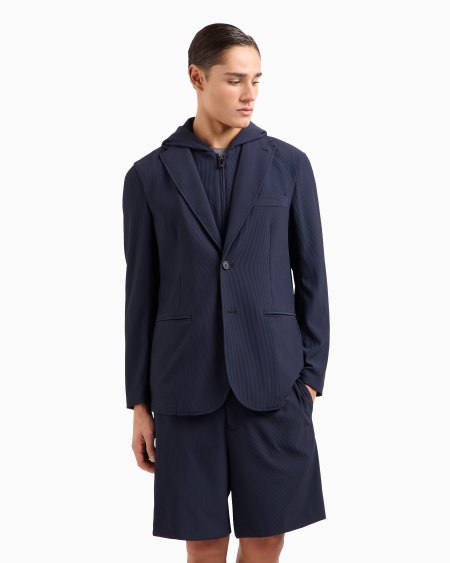 Armani Blazer de nailon elástico efecto canneté con pechera y capucha Promoción trimestral