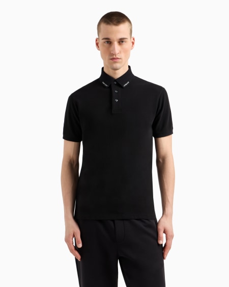 Armani Polo de punto con logotipo en el cuello Envío internacional gratuito