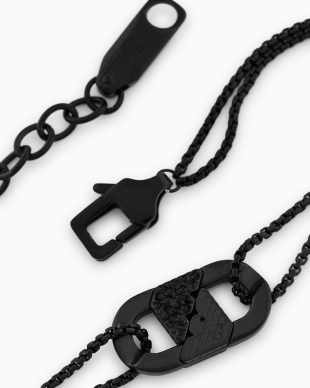 Armani Pulsera con placa y cristales negros Tienda de fábrica