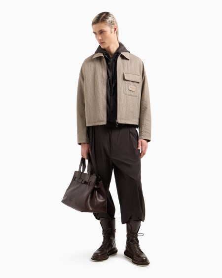 Armani Cazadora de nailon con pechera interior e inscripción integral en tejido jacquard Ahorra y exporta